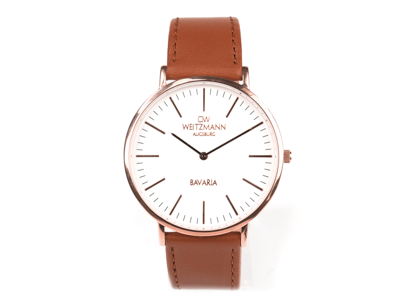 Bavaria Herren, superflache elegante Herren-Uhr, Gehäuse rotgold, Echtlederband braun Bavaria Herren, superflache elegante Herren-Uhr, Gehäuse rotgold, Echtlederband braun