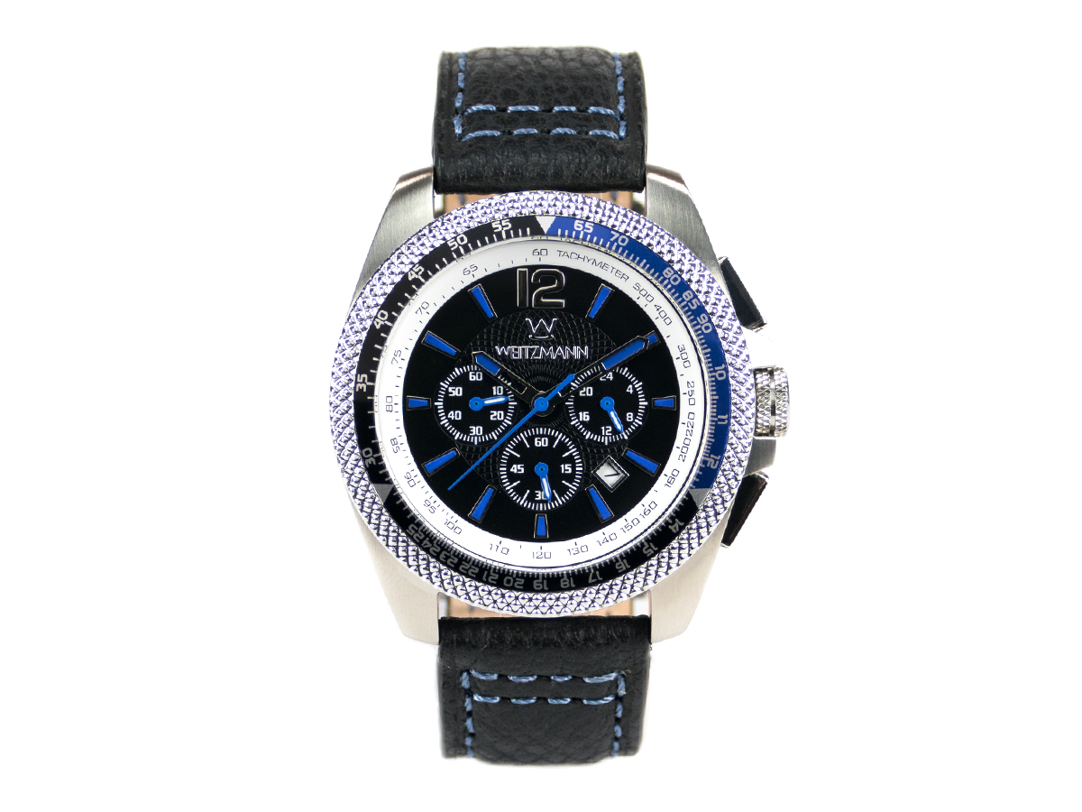 Race One blue, black dial, buffalo leather strap