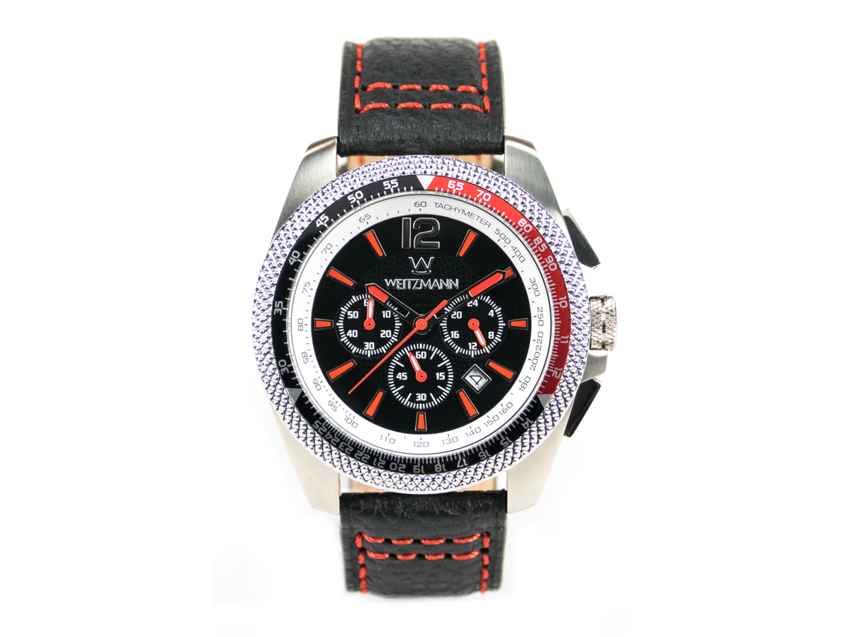 Race One red, black dial, buffalo leather strap