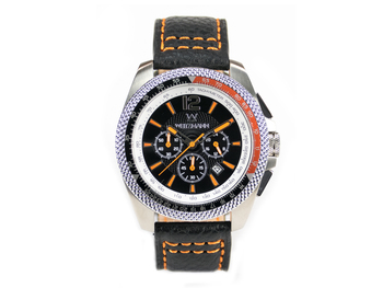 Race One orange, black dial, buffalo leather strap