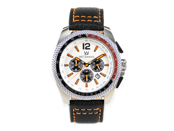 Race One orange, white dial, buffalo leather strap