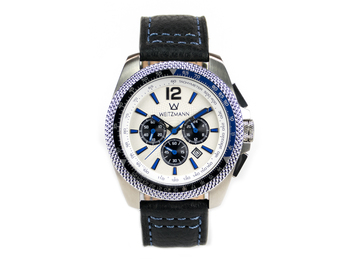 Race One blue, white dial, buffalo leather strap