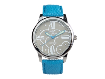 Ladies watch, Florenz, blue leather strap