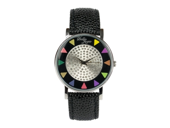 Ibiza schwarz, stylische Trend-Fashion-Uhr, Echtlederband schwarz