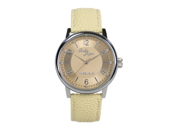 Angelique, silver, beige leather strap