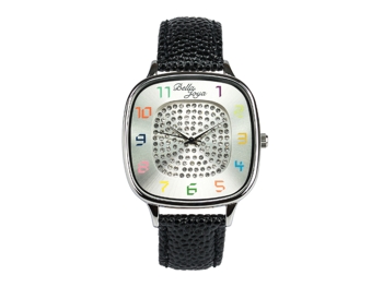 Capri, modische Trend-Uhr, Echtlederband schwarz