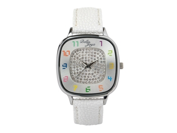 Capri, modische Trend-Uhr, Echtlederband weiß