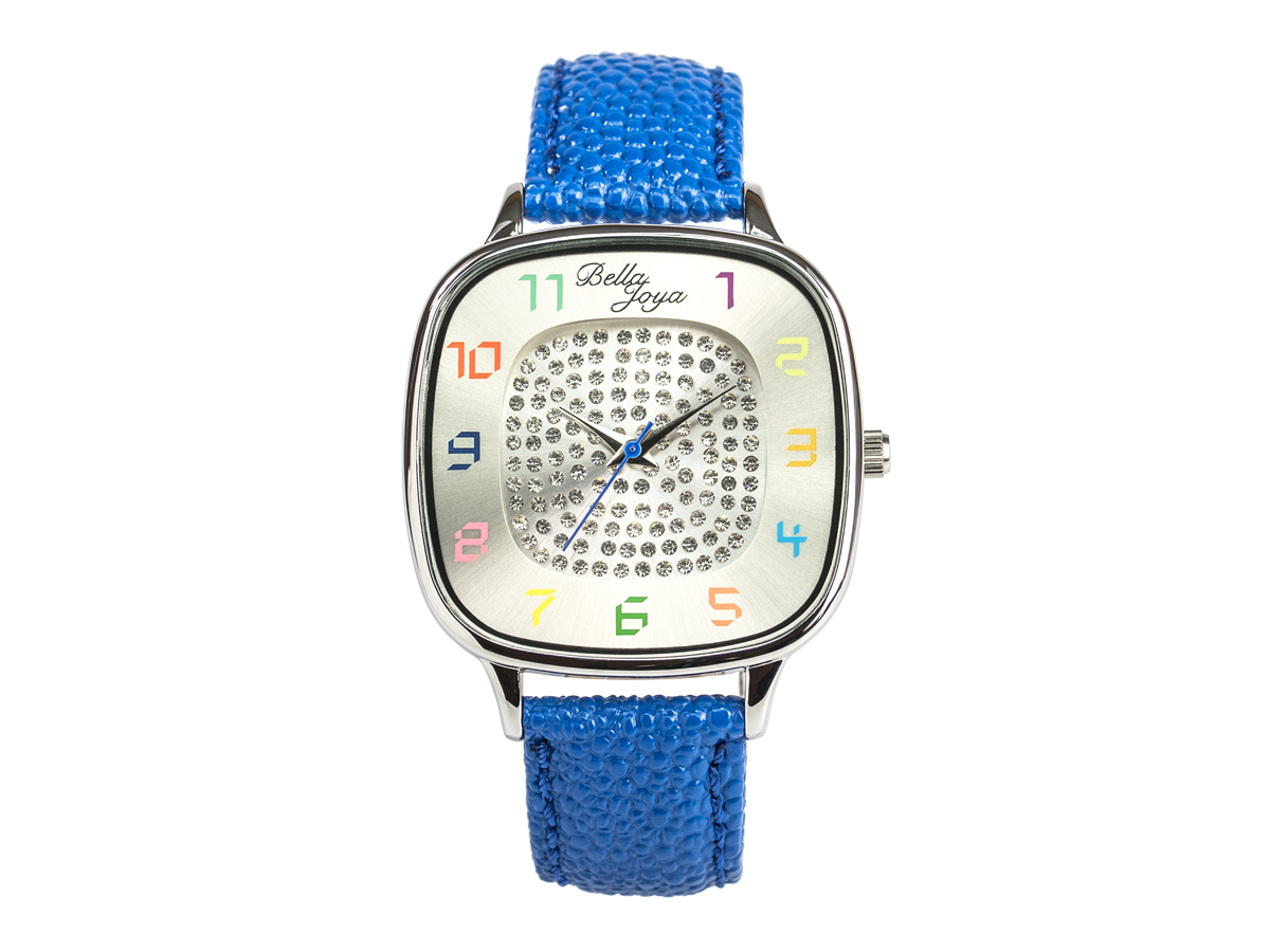Capri, modische Trend-Uhr, Echtlederband blau