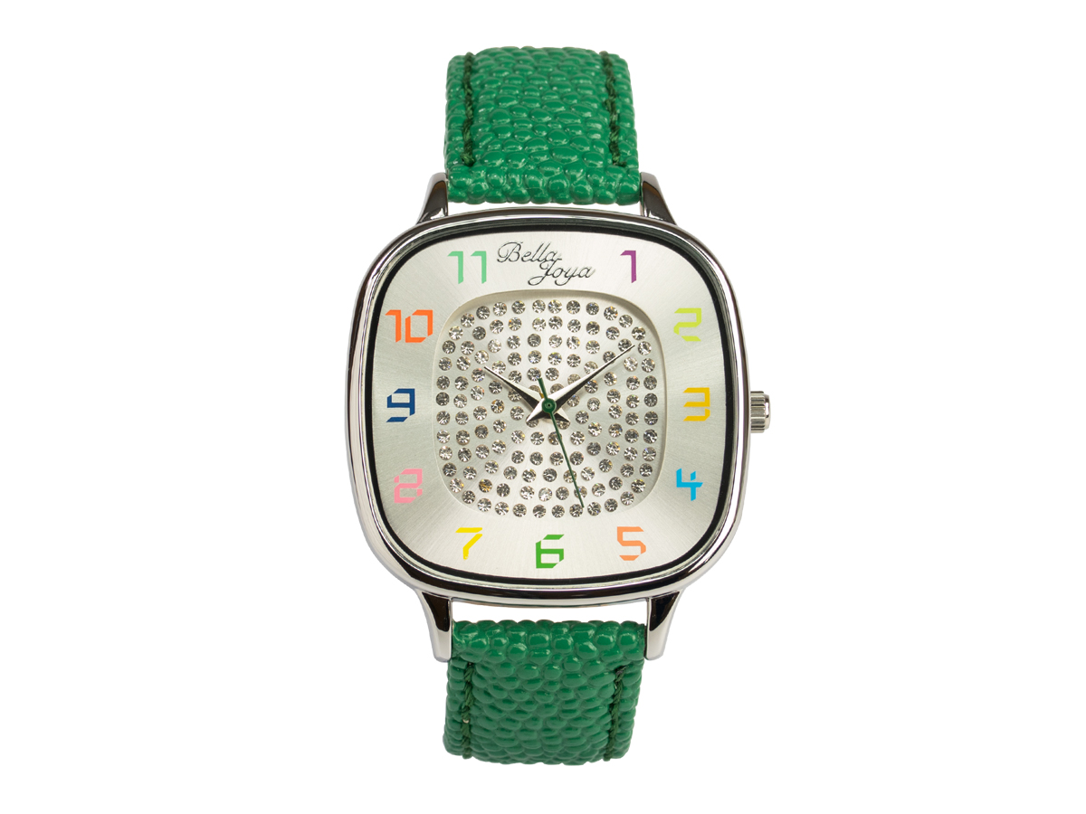 Capri, modische Trend-Uhr, Echtlederband grün