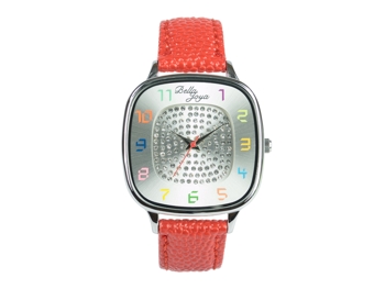 Capri, modische Trend-Uhr, Echtlederband rot