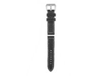 frayed linen strap in greyish black with natural-coloured stitching