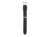 genuine vintage cowboy leather strap in black with natural-coloured stitching, grained surface