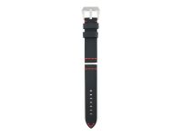 genuine vintage cowboy leather strap in black with red stitching, smooth surface