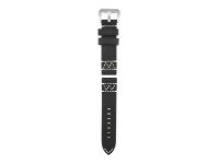 genuine vintage cowboy leather strap in black with natural-coloured W-stitching