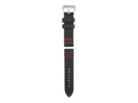 genuine vintage cowboy leather strap in black with red W-stitching