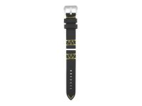 genuine vintage cowboy leather strap in black with yellow W-stitching