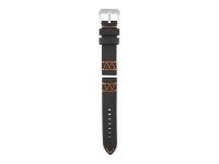 genuine vintage cowboy leather strap in black with orange W-stitching