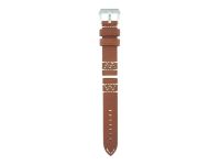 genuine vintage cowboy leather strap in medium-brown with natural-coloured W-stitching