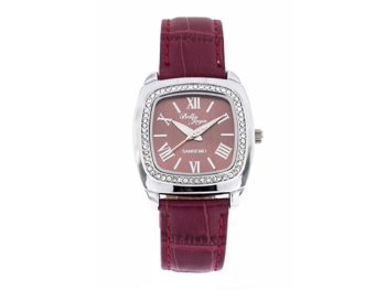 Sanremo silver/purple, genuine leather strap with a crocodile skin effect