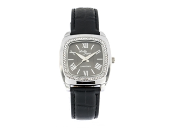 Sanremo silver/black, genuine leather strap with a crocodile skin effect