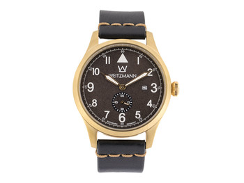 Jäger 109, gold/black, genuine vintage leather strap in black