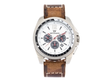 Race One white, genuine leather strap