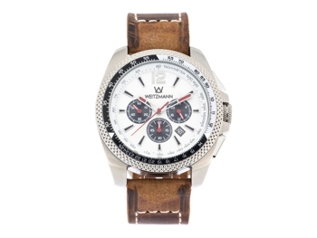 Race One white, genuine leather strap