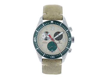 Laptimer 10 green, leather strap