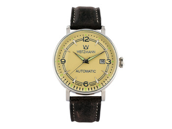 Retro silver/gold, leather strap