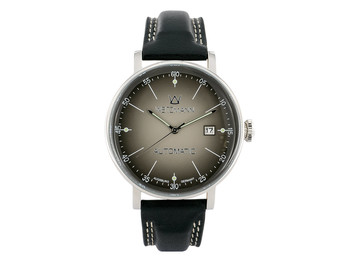 Antik silber/schwarz, Echtlederband